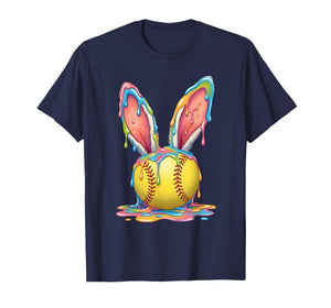 Easter Bunny Softball Ice Cream Drip T-Shirt