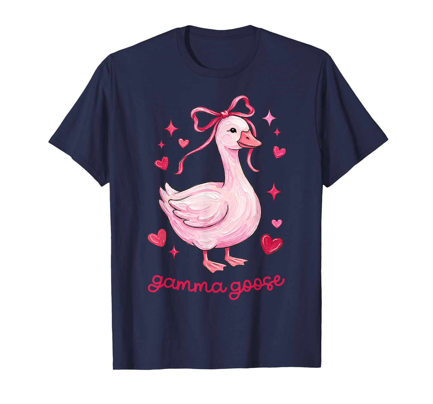 Gamma Goose Coquette Bow Pink Heart Valentines Mother's Day T-Shirt