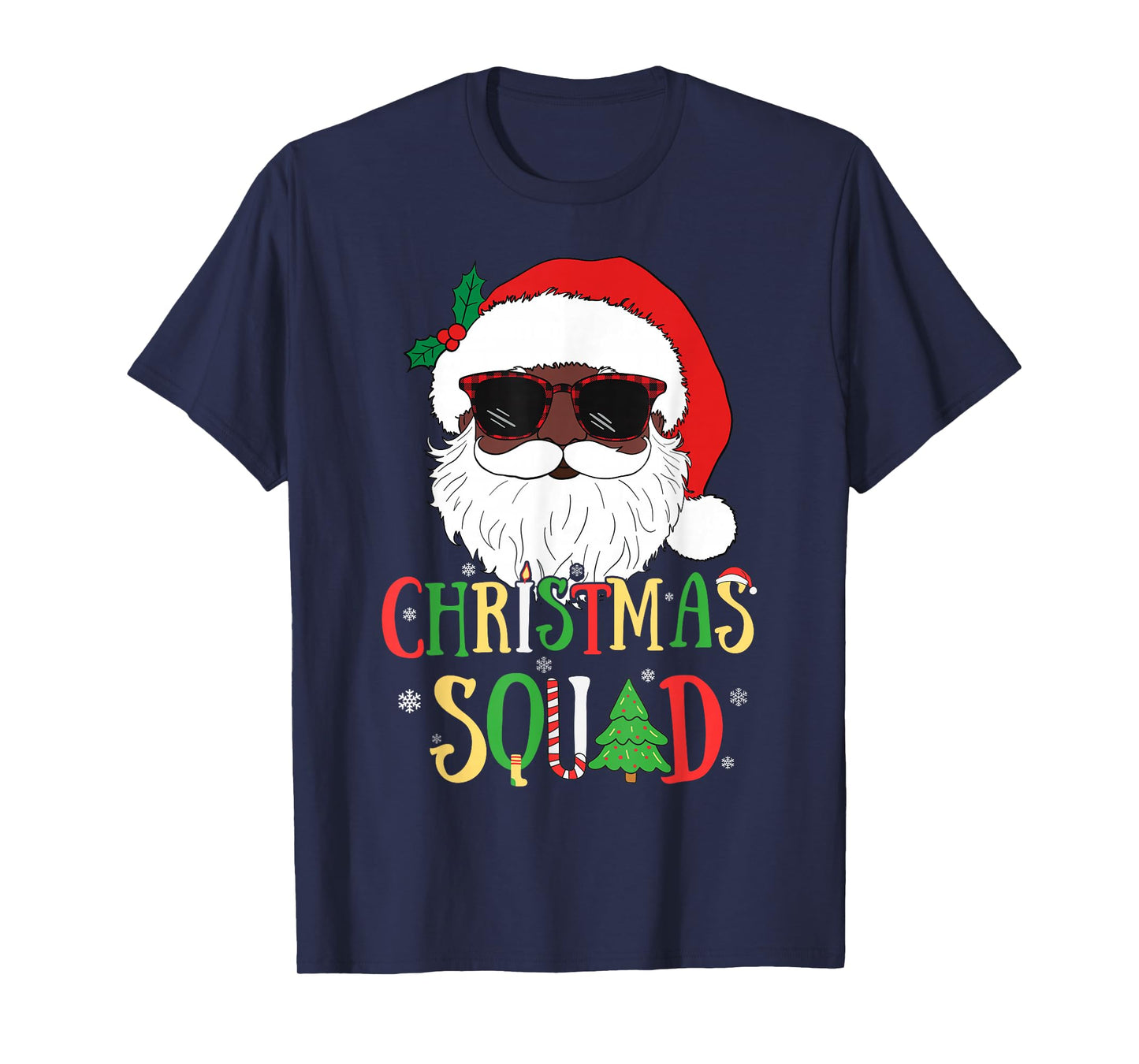 Santa Christmas Squad Black Men African American Pajamas T-Shirt