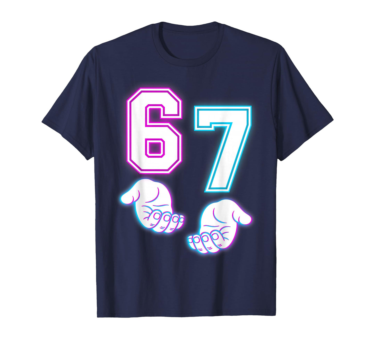 Funny Six Seven 6 7 Meme Gen Alpha Slang 6 7 Glowing Hands T-Shirt