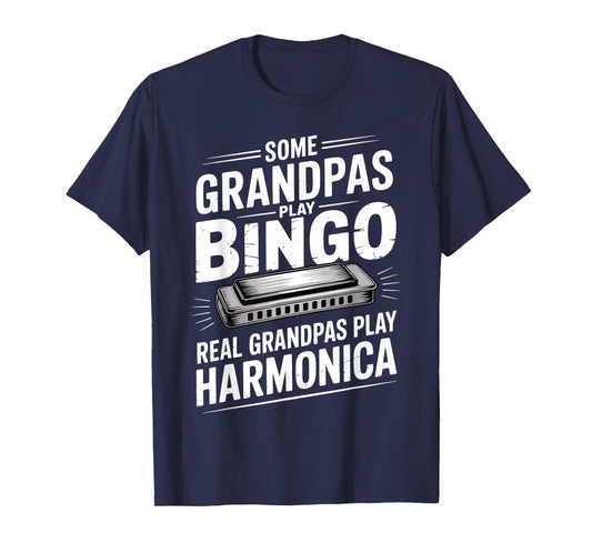 Funny Harmonica Design for Grandpa Men Music Harmonica Lover T-Shirt