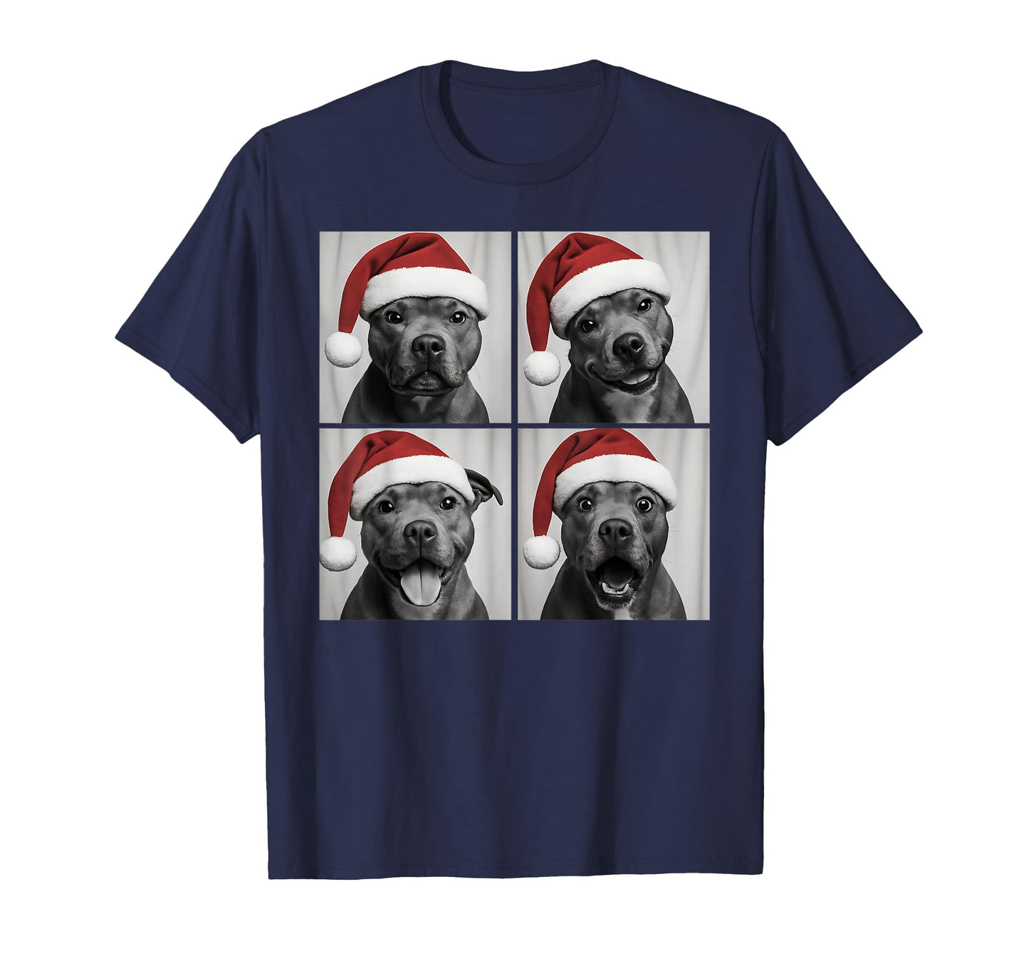 Funny Christmas Staffordshire Bull Terrier Santa Photo Booth T-Shirt