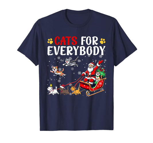 Cats for Everybody Christmas Cat Funny Xmas Men Women Santa T-Shirt
