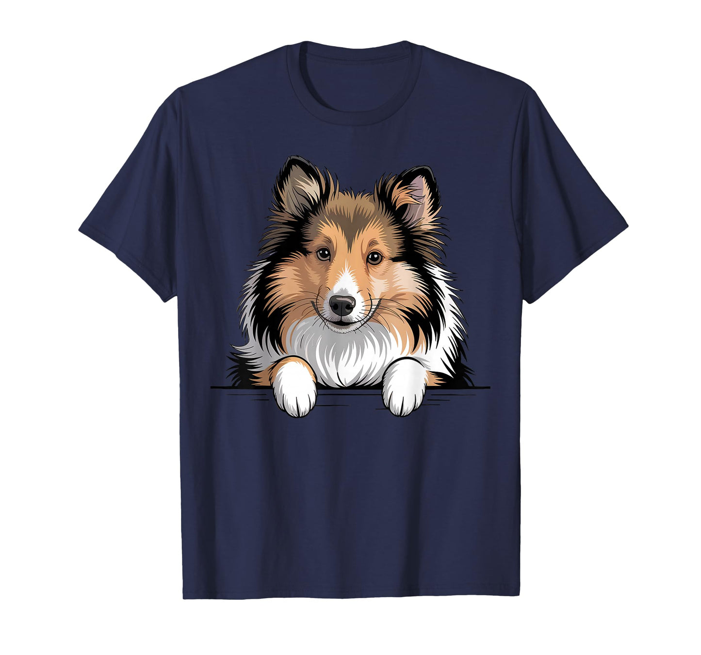 Sheltie Funny Peeking Shetland Sheepdog Puppy Dog Lover T-Shirt