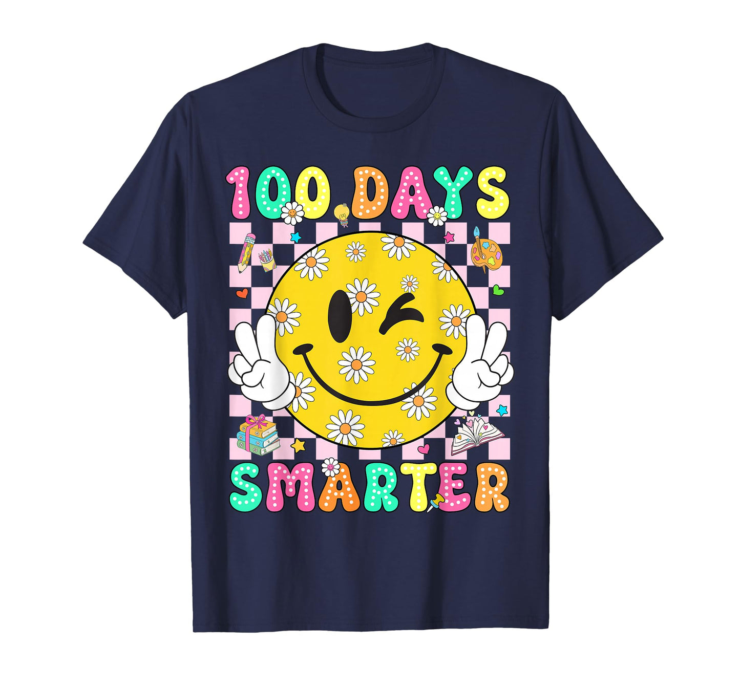 Groovy 100 Days Smarter Vibes Cute 100 Days of School Kids T-Shirt