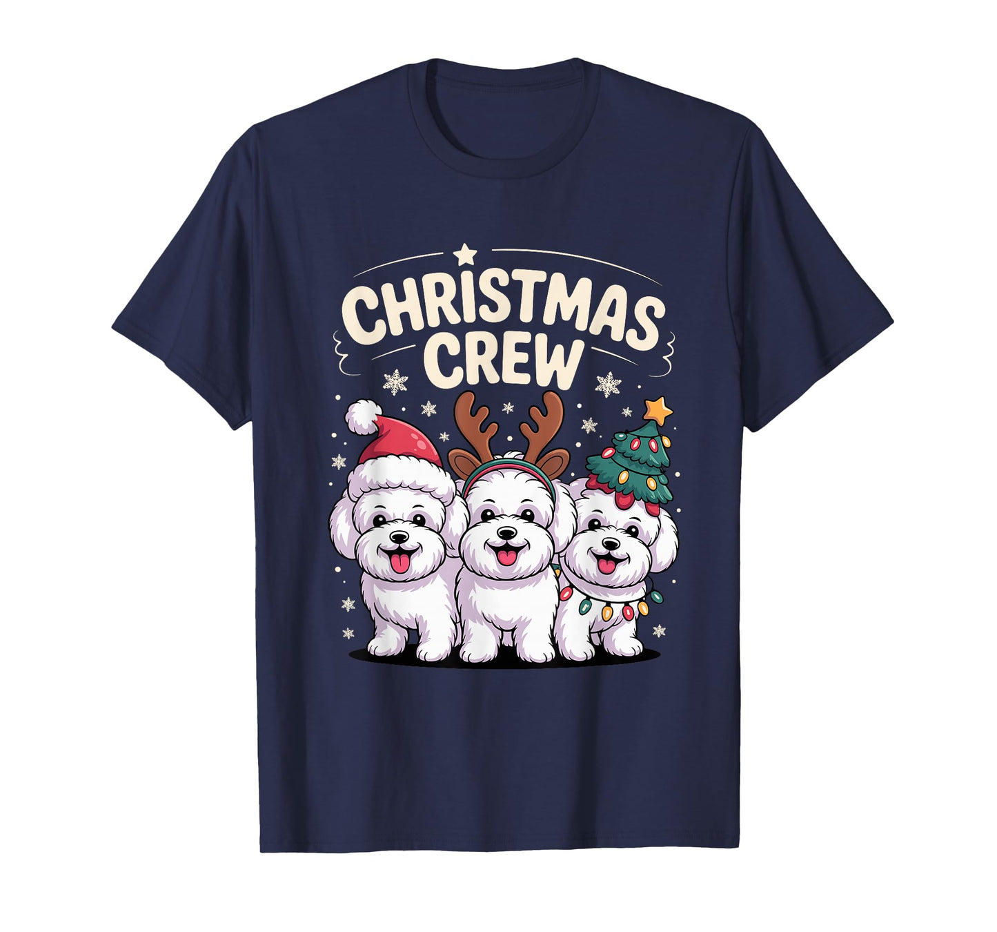Christmas Crew Xmas Puppy Dog Funny Christmas Bichon Frise T-Shirt