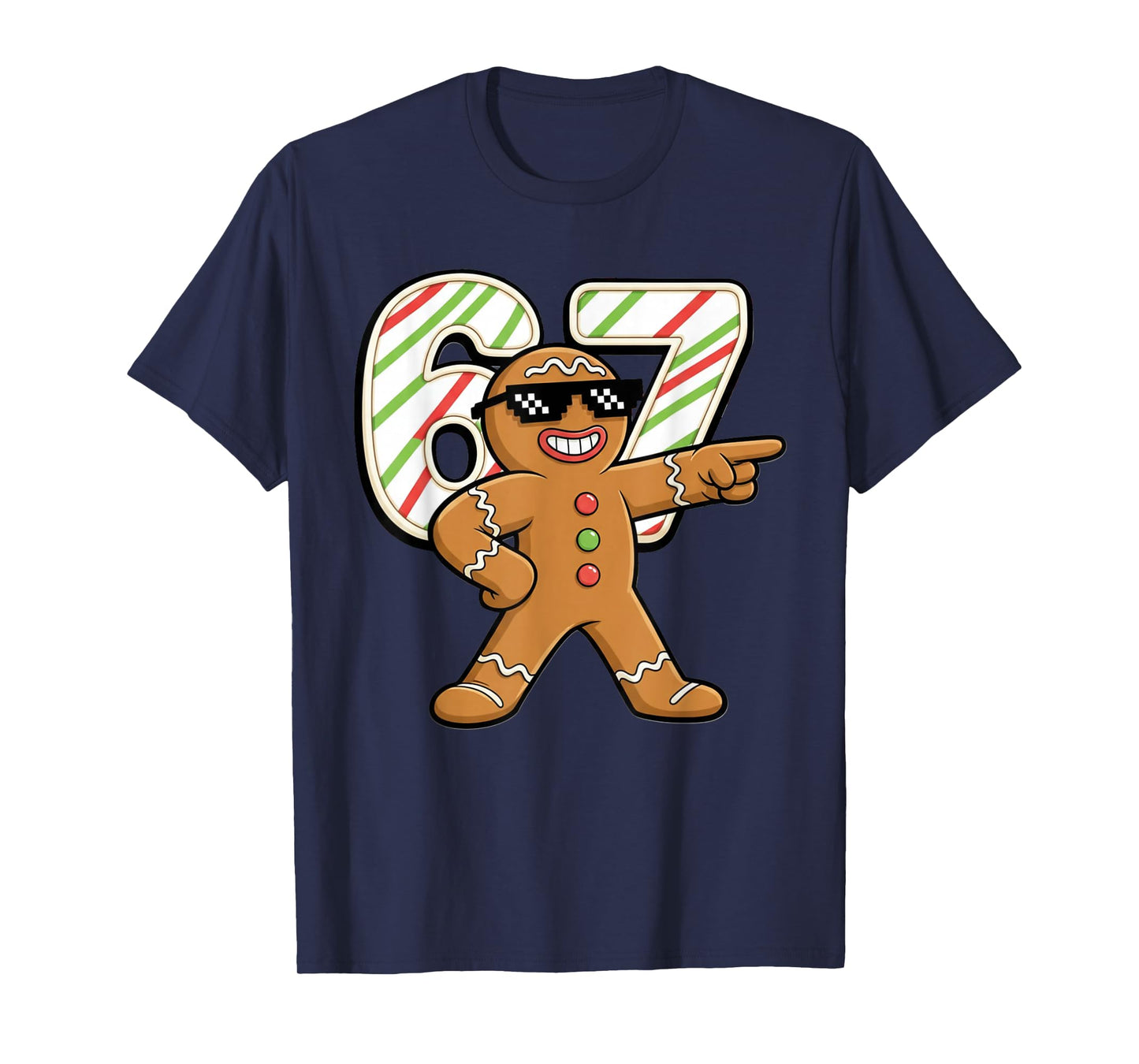 Funny 6 7 Six Seven 67 Meme Gingerbread Man Christmas T-Shirt