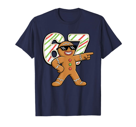 Funny 6 7 Six Seven 67 Meme Gingerbread Man Christmas T-Shirt