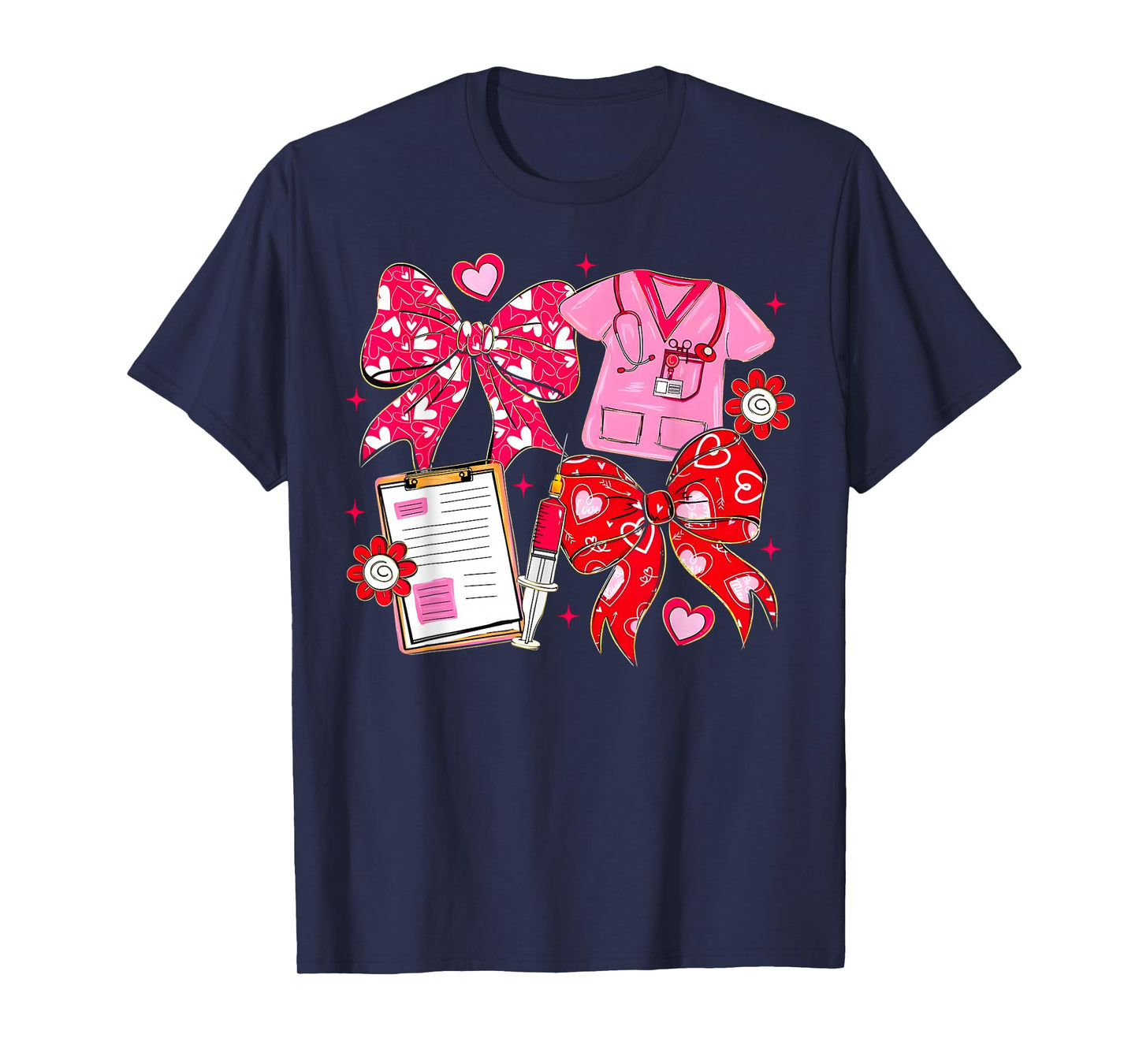 Nurse Coquette Bow Valentine Nurse RN PCT CNA Girl Women T-Shirt