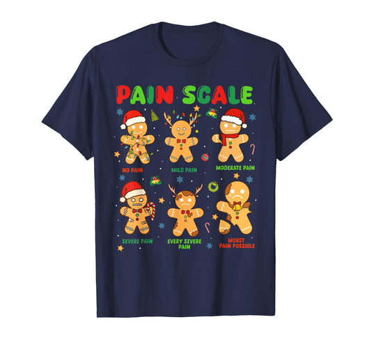 Pain Scale Funny Gingerbread Man Christmas Nurse Holiday T-Shirt