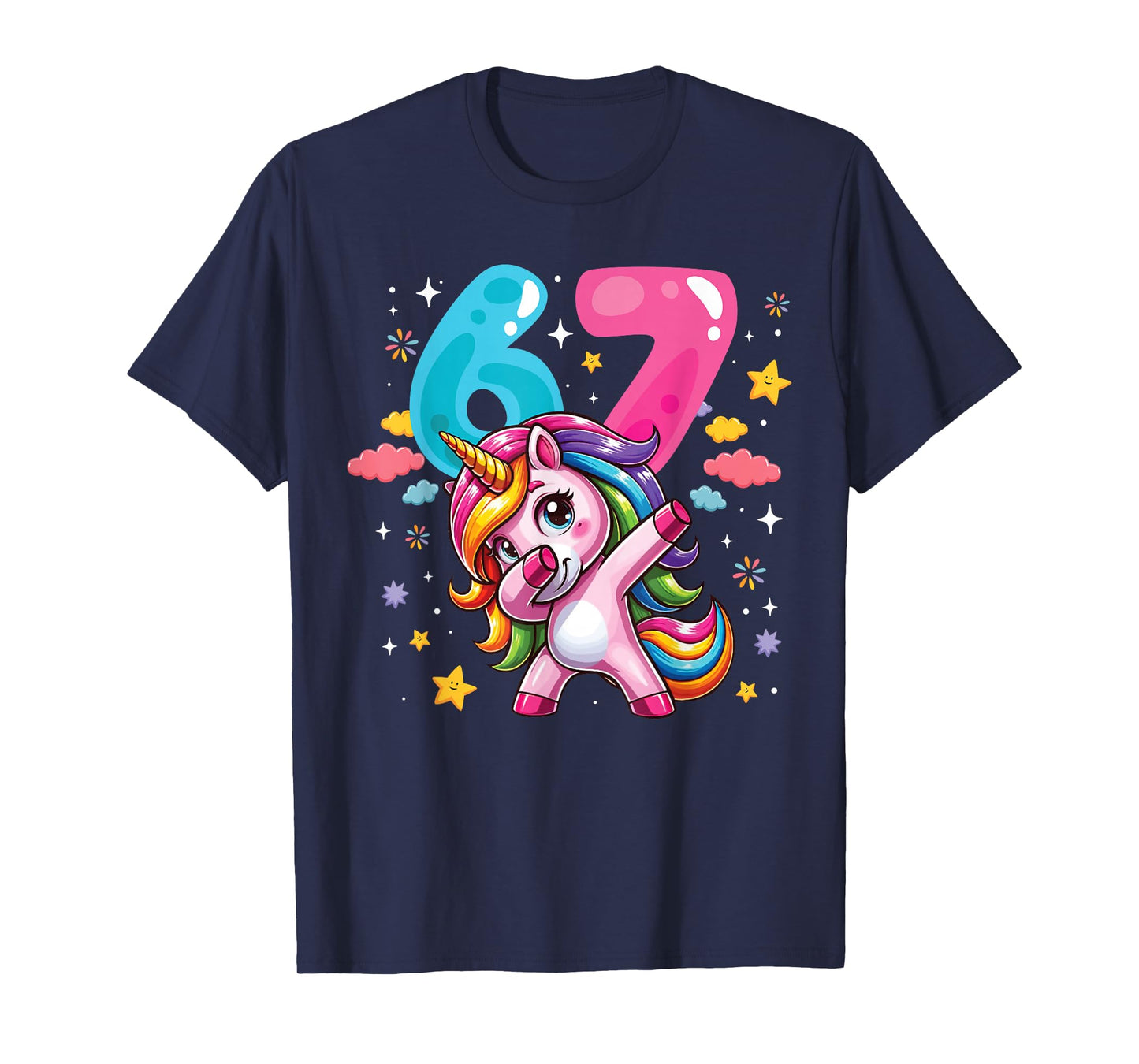 67 Meme Unicorn for Girls Six Seven Meme Brainrot Funny Kids T-Shirt