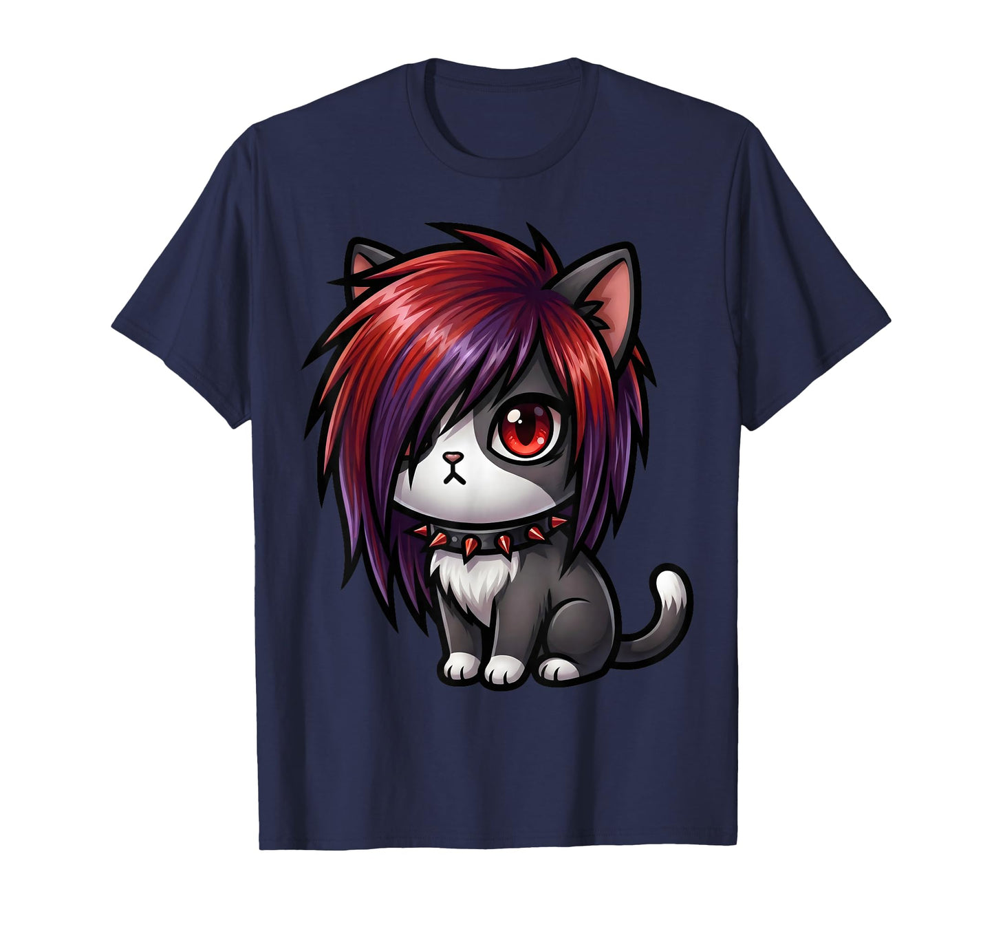 Funny Cat Goth Girl Emo Gothic Kitty Kawaii Kids Boys T-Shirt