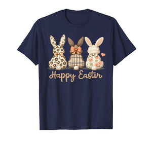 Happy Easter Cute Bunny Trio Spring Farmhouse Art Women Girl T-Shirt