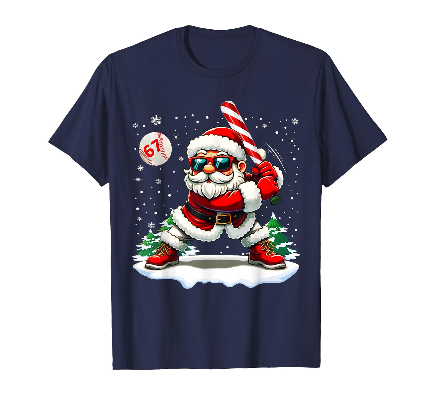 Funny Baseball Santa 67 Christmas Xmas Pajamas Boys T-Shirt