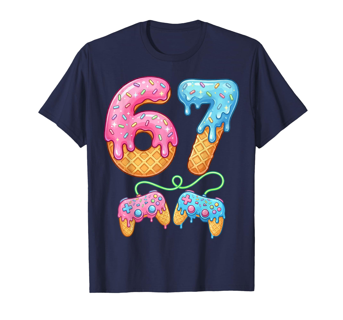 67 Ice Cream Drip Meme Gamer Six Seven Gen Alpha Slang T-Shirt