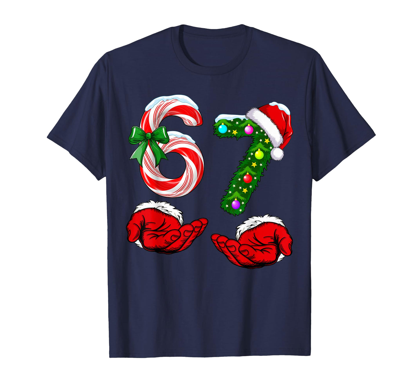 Funny 67 Christmas 6 7 Meme Pajamas Holiday Gen Alpha Slang T-Shirt