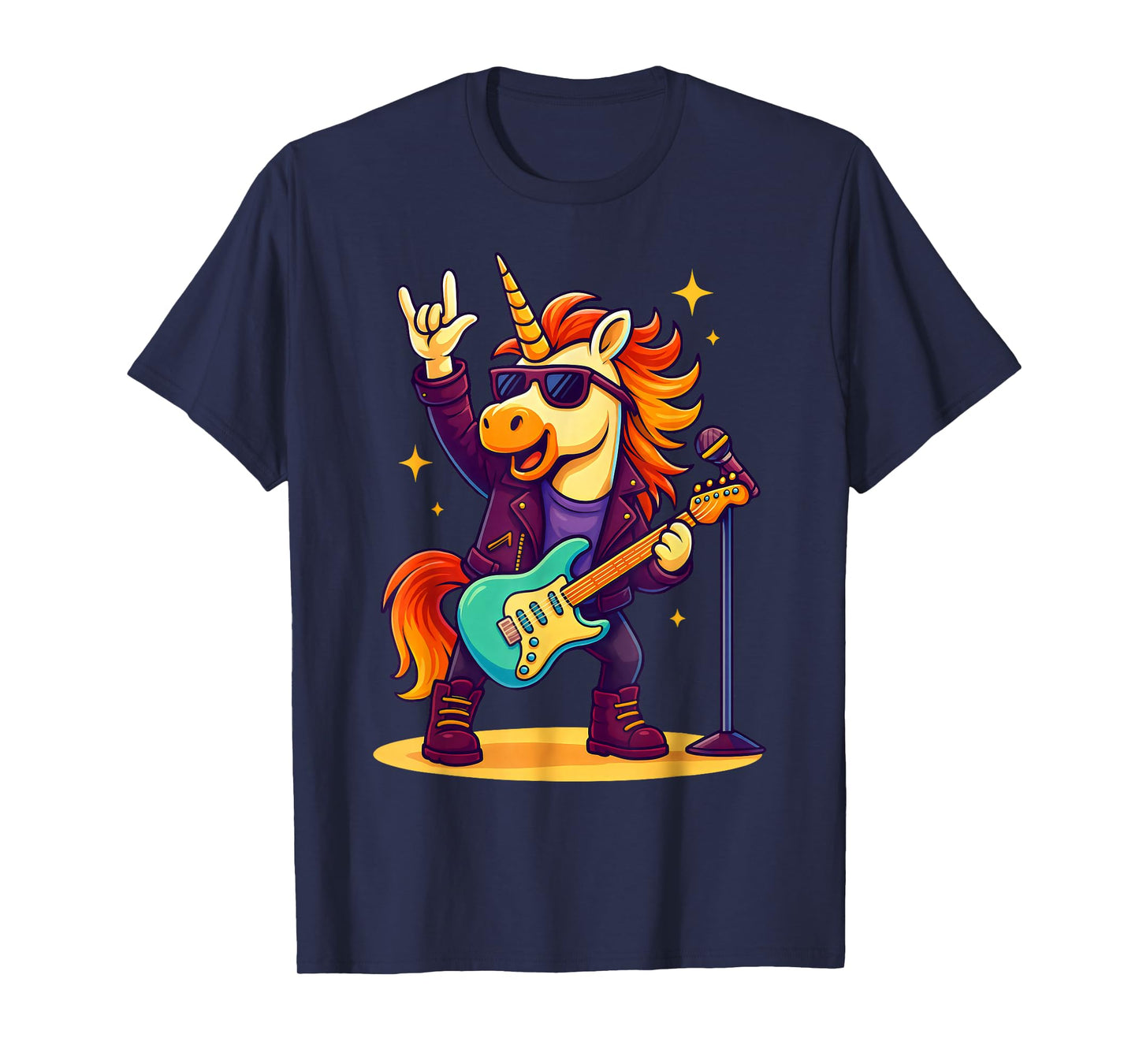 Rock'n Roll Unicorn Rockstar, Rock On Hand Rock Music Fun T-Shirt