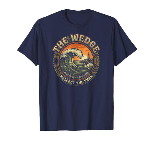 The Wedge Newport Beach Surfing Respect The Peak Wave T-Shirt