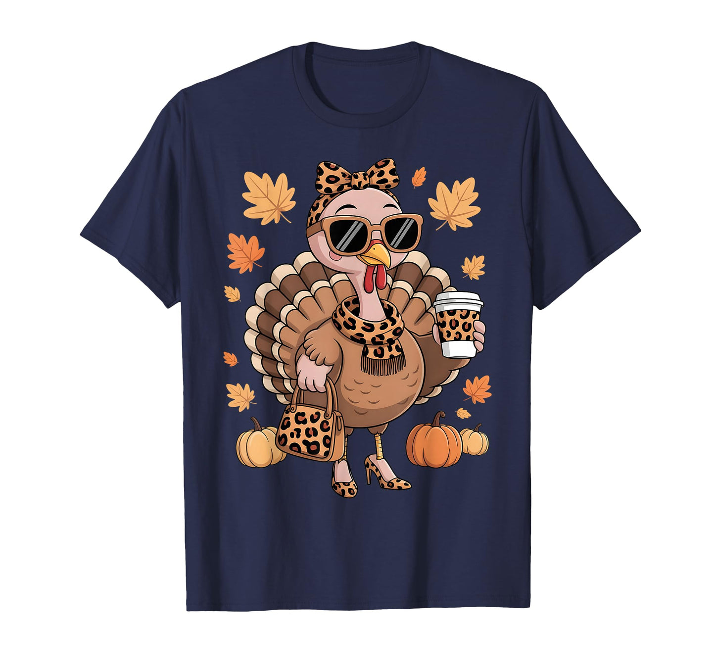 Coquette Leopard Boujee Turkey Coffee Thanksgiving Women T-Shirt