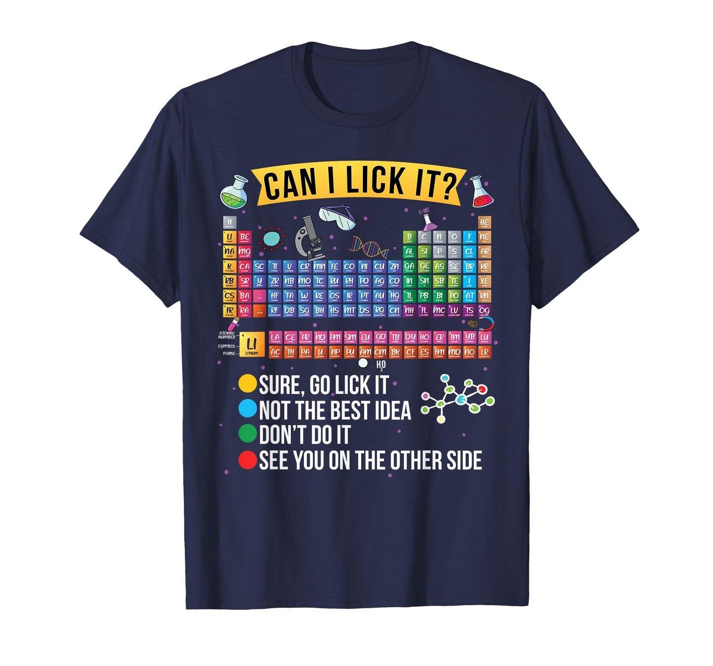 Can I Lick It Periodic Table Funny Science Chemistry Teacher T-Shirt