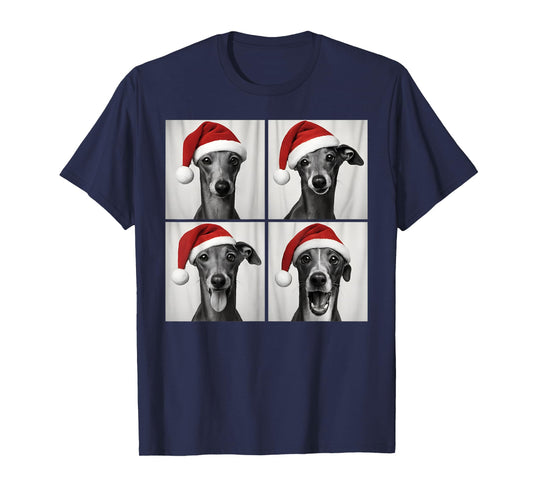 Funny Christmas Italian Greyhound Santa Dog Photo Booth T-Shirt