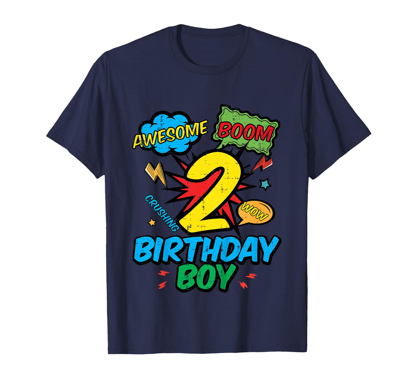 Kids 2 Birthday Boy Comic 2nd Bday Hero Party Boys Kids Toddler T-Shirt