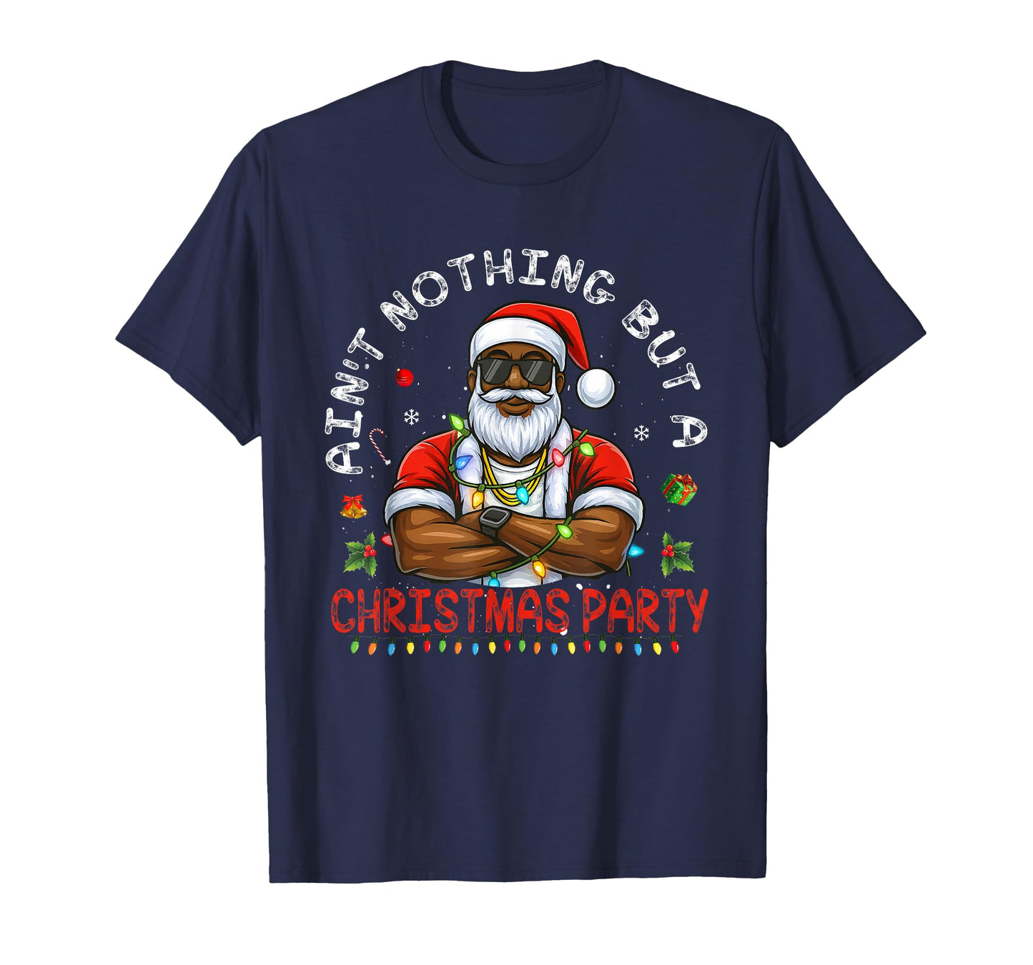 African American Santa Claus Christmas Pajama MenWomen T-Shirt