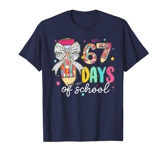 67 Days of School Girls Coquette Bow 67th Day of School Girl T-Shirt