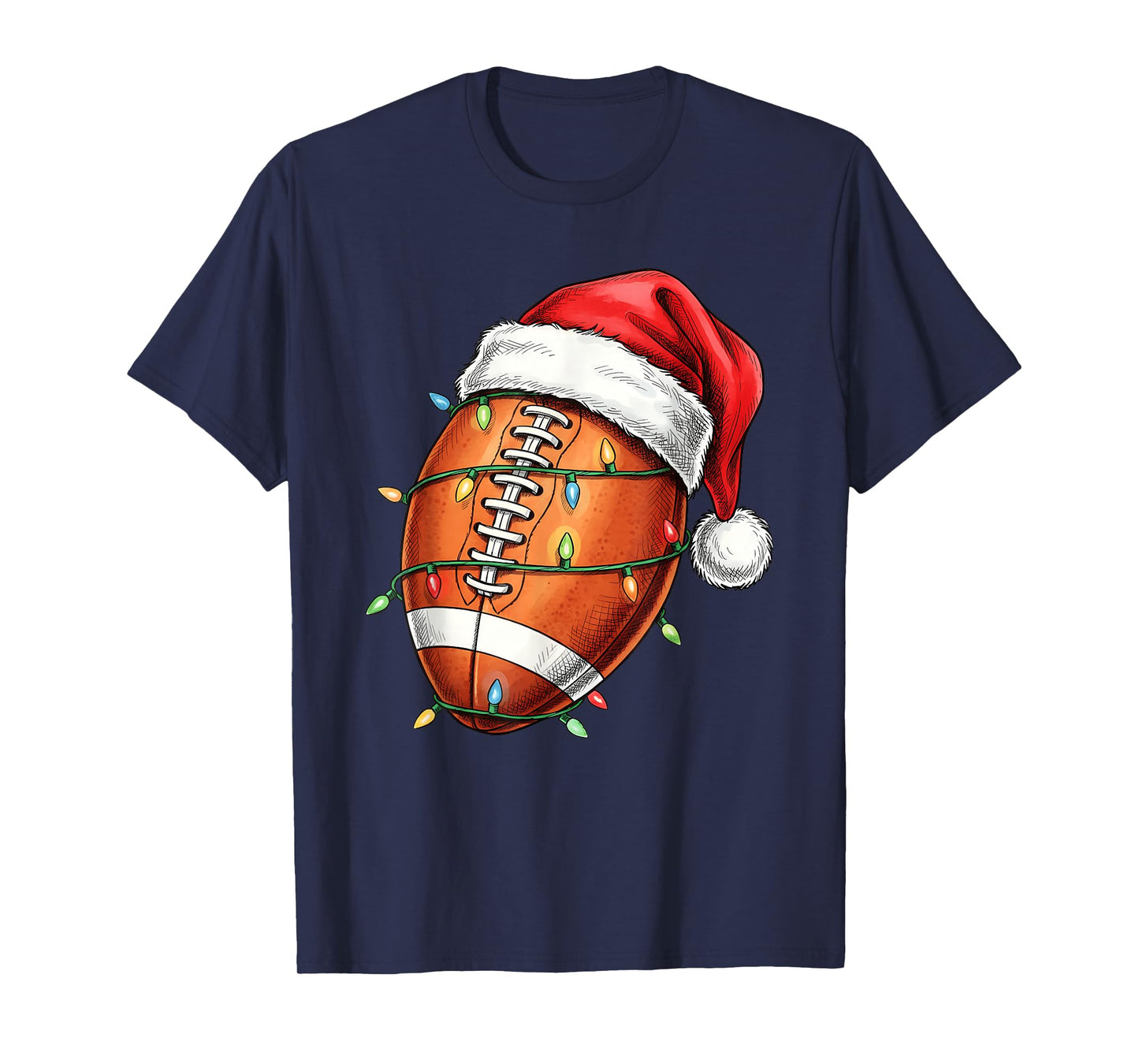 Football Christmas Player Santa Hat Sport Men Kids T-Shirt