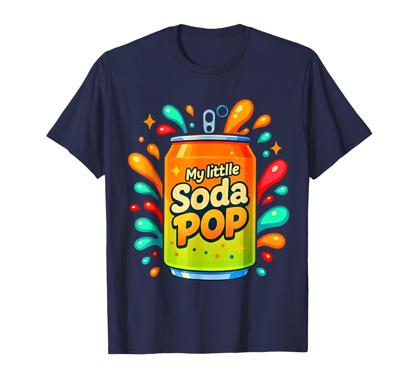 Soda Pop Cartoon Splash Cute Retro Beverage Orange-Green T-Shirt