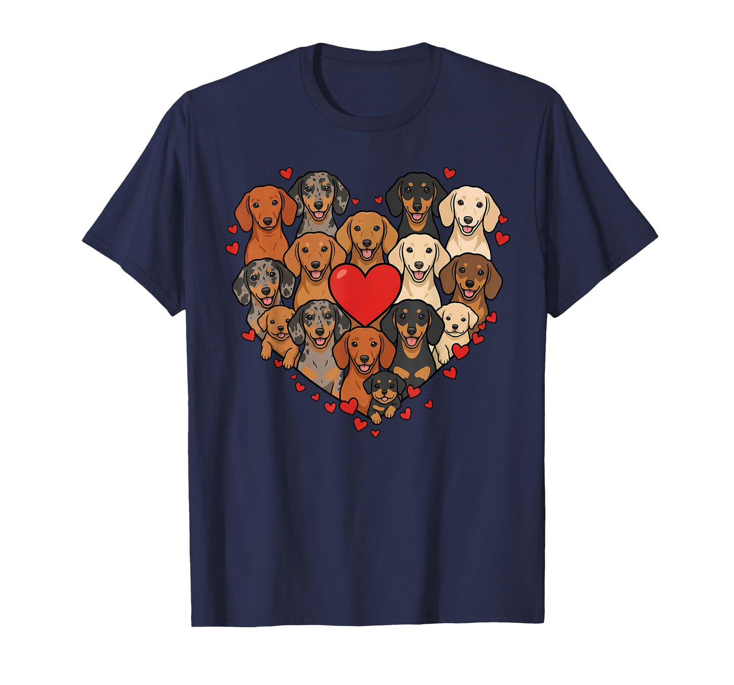Cute Dachshund Heart Love Dog Lover Pet Mom Dad Valentine T-Shirt