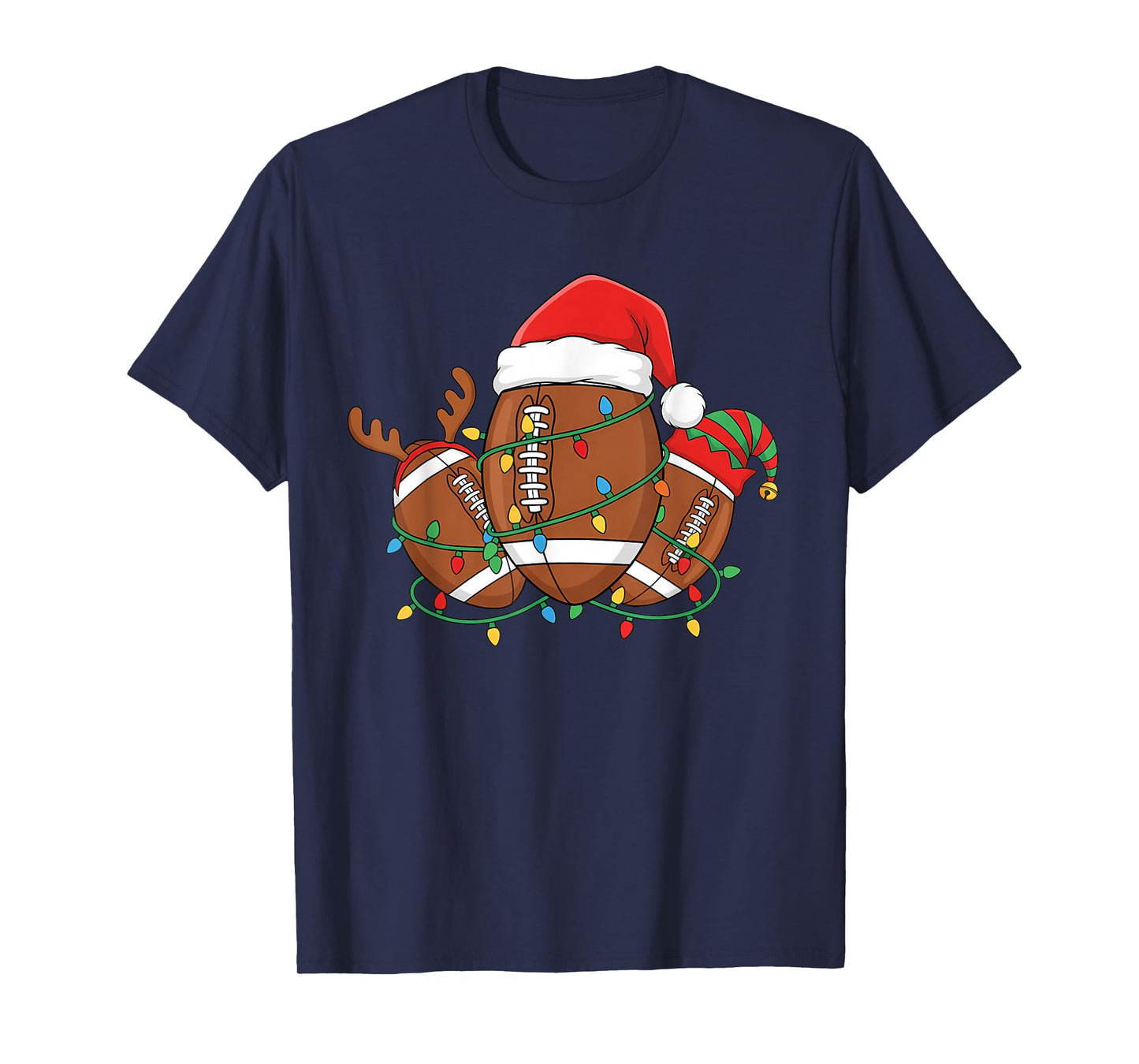 Football Christmas Player Santa Hat Sport Men Kids T-Shirt