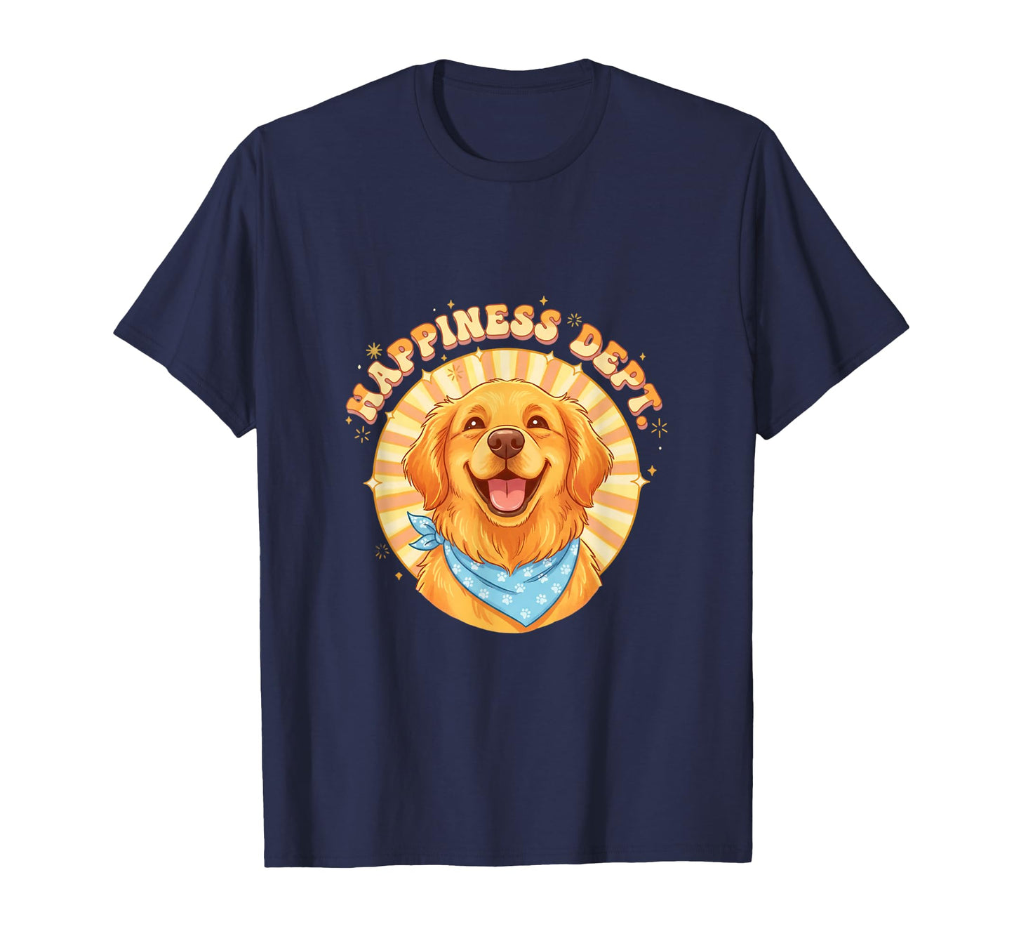 Golden Retriever Happiness Dept Retro Dog Artwork T-Shirt