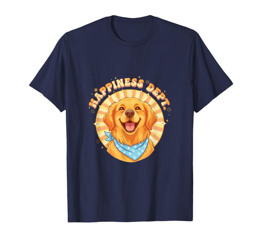 Golden Retriever Happiness Dept Retro Dog Artwork T-Shirt