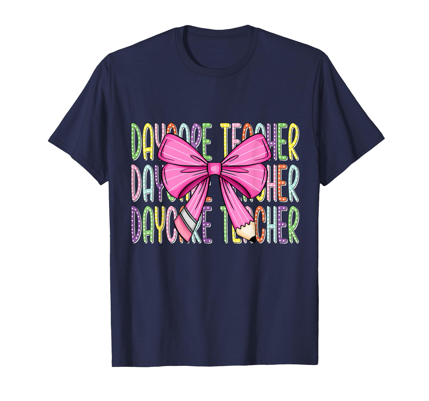 Colorful Daycare Teacher Bow Shirt T-Shirt