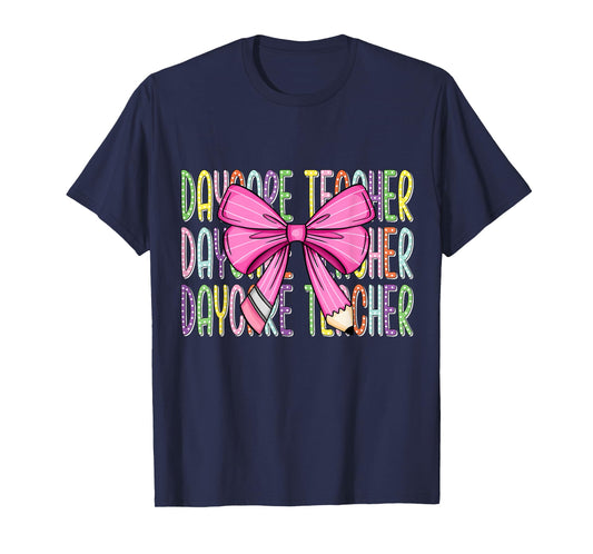 Colorful Daycare Teacher Bow Shirt T-Shirt