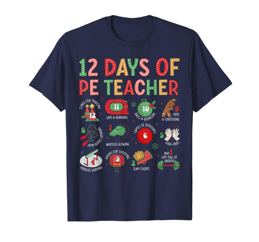 12 Days of A PE Teacher Christmas Physical Education Xmas T-Shirt