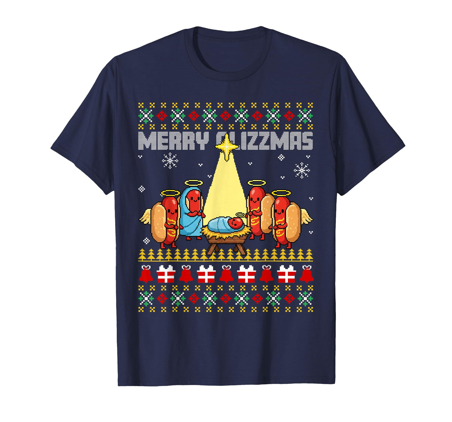 Merry Glizzmas Ugly Christmas Sweaters Hot Dogs Xmas Family T-Shirt