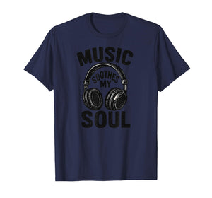 Music Soothes My Soul Vintage Headphones Retro Sound Art T-Shirt