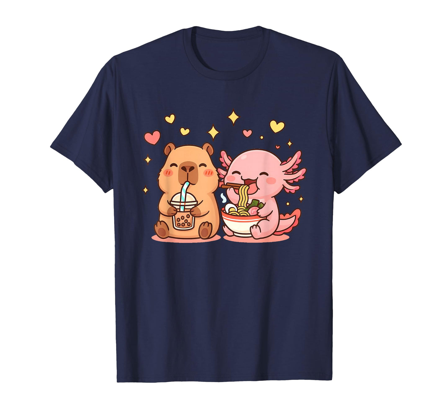 Cute Capybara and Axolotl Kawaii Funny Boys Girls Kids T-Shirt