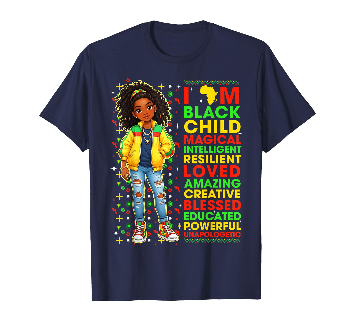 Black History Month I Am Black Child African American Girls T-Shirt