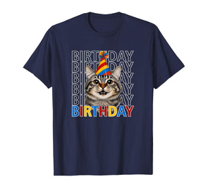 Cute Birthday Cat - Kitty Wearing a Party Hat T-Shirt
