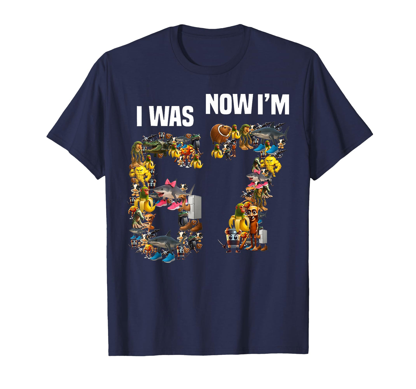 Retro I was 6 Now I'm 7 Birthday 67 Brainrot Boys Kid Cute T-Shirt