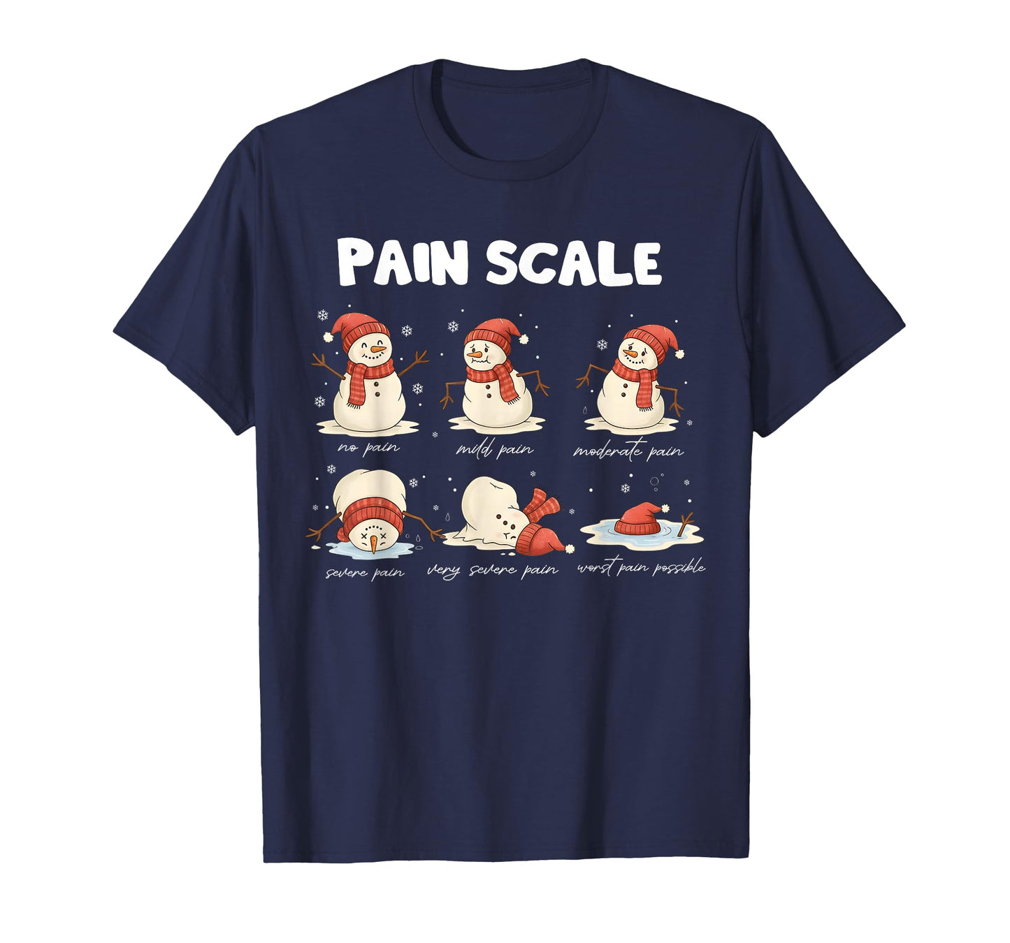 Pain Scale Snowman Nurse Christmas Xmas Snow Pajamas Holiday T-Shirt