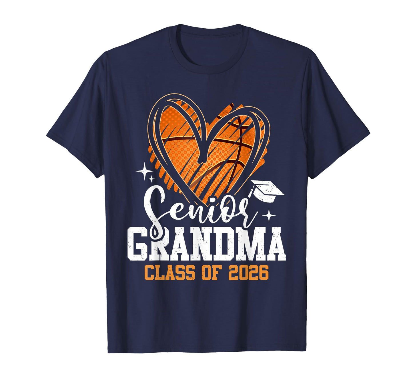 Senior Grandma Class of 2026 Basketball Graduation Heart T-Shirt
