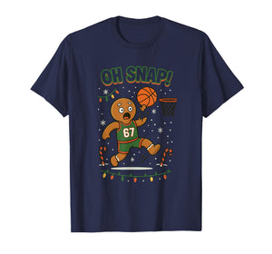 Funny OH SNAP Six Seven Gingerbread Basketball Christmas Fun T-Shirt