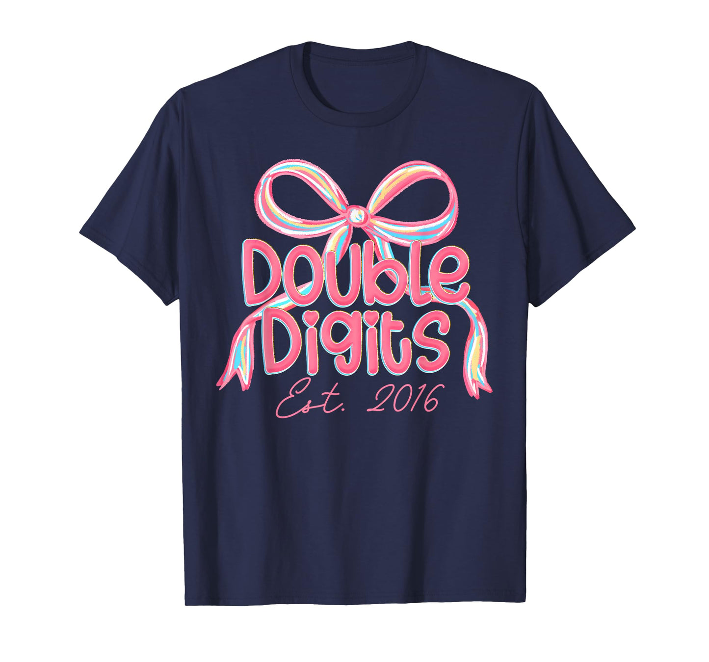 Preppy Double Digits Est 2016 Coquette Pink Birthday Girl T-Shirt