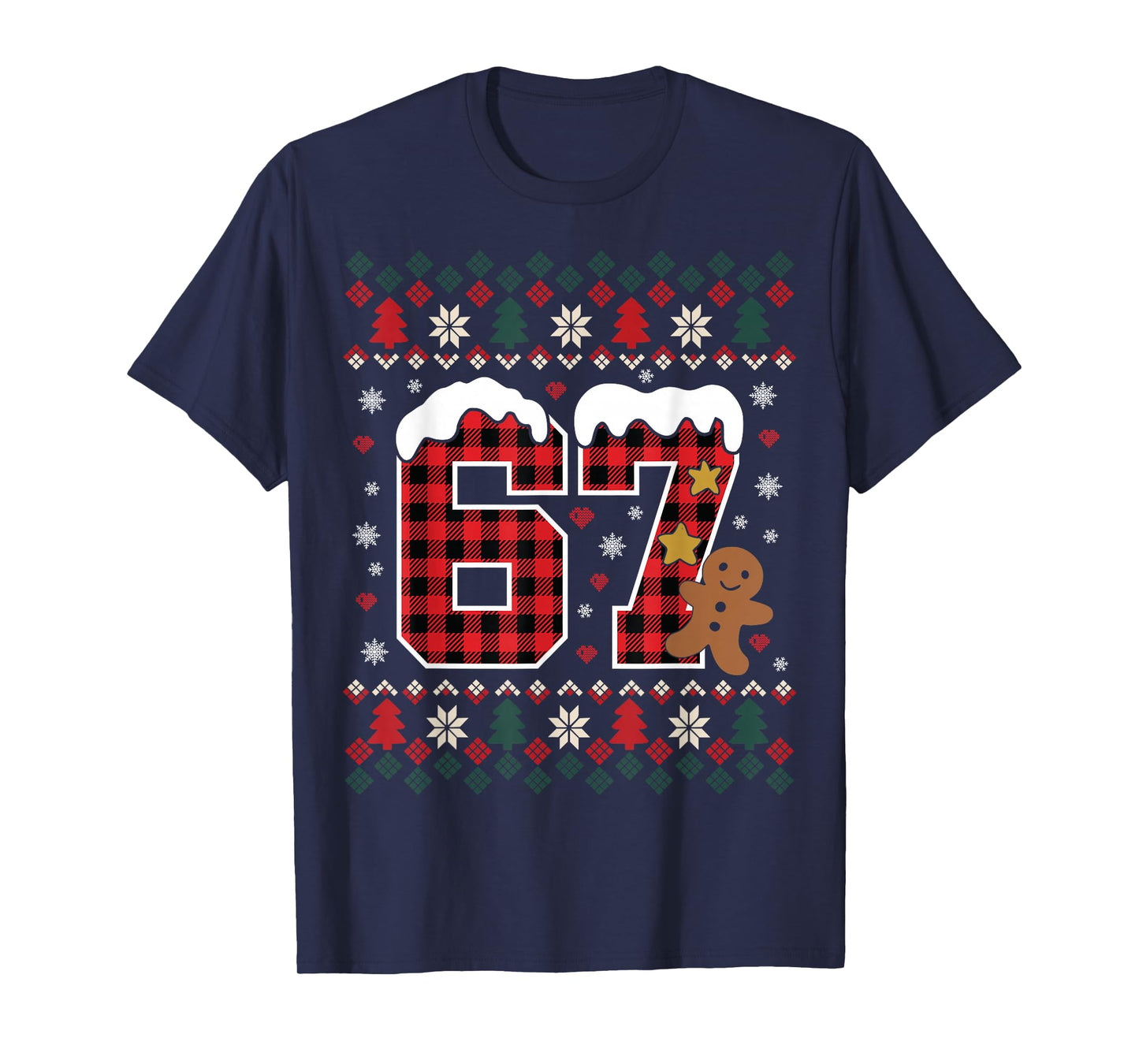 Funny 67 Christmas Pajamas Shirt Six Seven Meme Brainrot T-Shirt