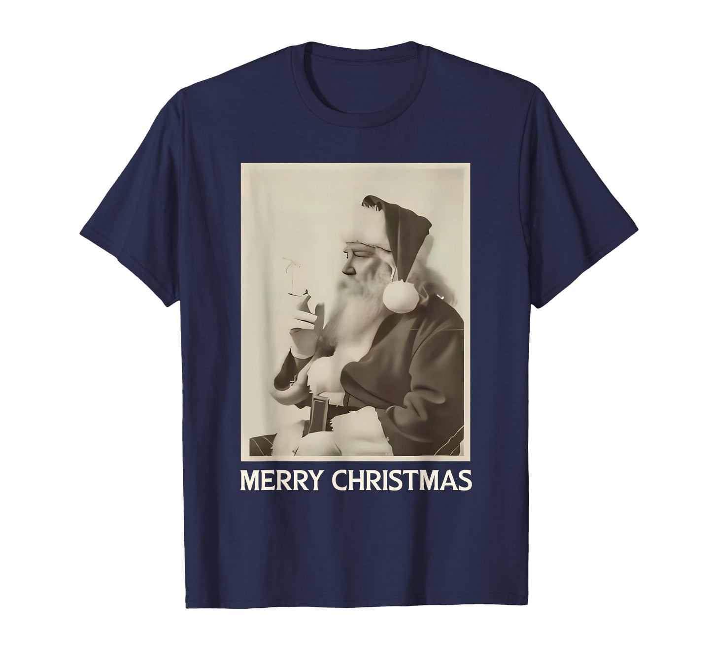 Vintage Funny Smoking Santa Claus Christmas Merry Christmas T-Shirt