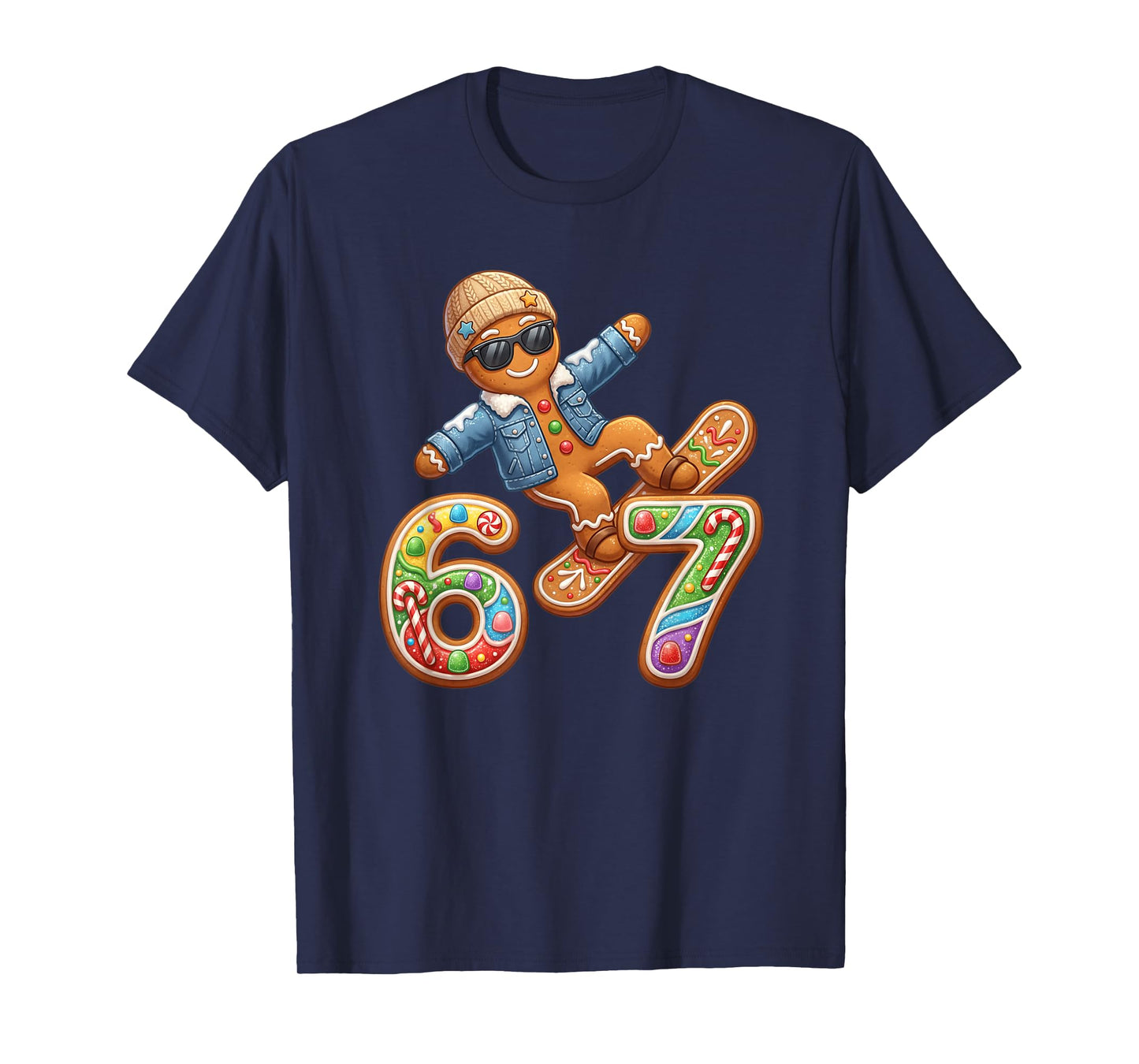 Funny Gingerbread Six Seven 67 Ice Cream Drip Christmas Boys T-Shirt